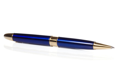 蓝色和金色的钢笔