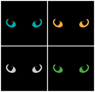 野生猫眼睛黑色背景上.矢量集照片