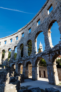 古罗马圆形剧场在普拉，伊斯特拉，克罗地亚