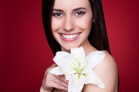 女人与花