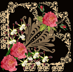 黑玫瑰和兰花花角