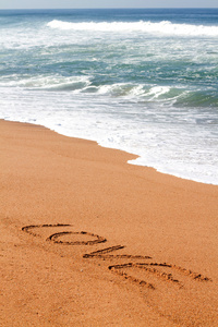 在海滩上书写的字