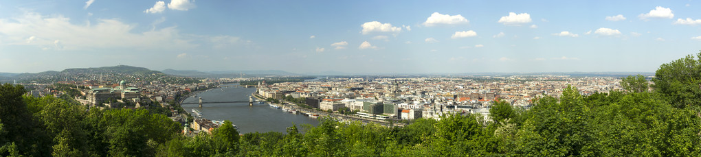 春天的布达佩斯历史中心的全景照片