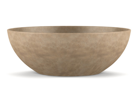 在白色背景上孤立的单个棕色陶瓷碗