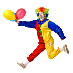 与气球跳快乐小丑的肖像