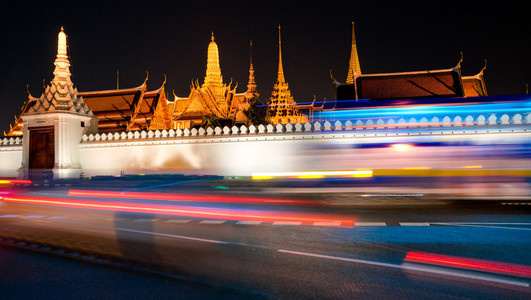 在晚上，曼谷，泰国玉佛寺