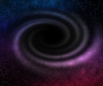 空间紫色背景中的黑洞