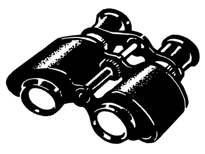 黑色和白色版本的双筒望远镜一老式双