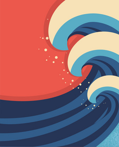 海波浪式海景观 poster.vector 图