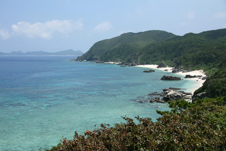 热带海滩外间渡嘉敷岛，冲绳岛日本