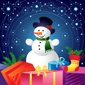 圣诞雪人和礼品卡