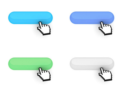 手形光标隔离在白色背景的空白 web 按钮