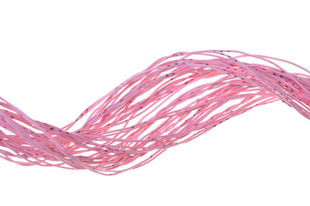 旋流隔离在白色背景上的粉红色电缆