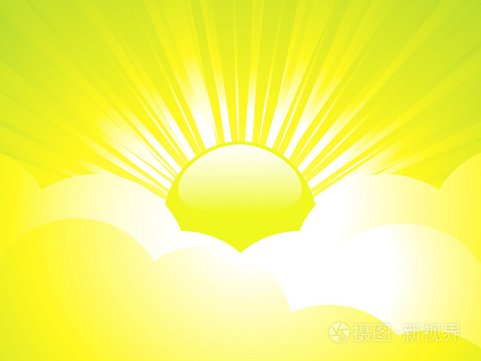 通过抽象云与太阳光线的明亮的光泽阳光