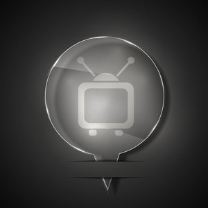 矢量玻璃电视图标上的灰色背景。10 eps