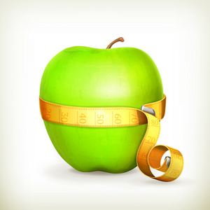 磁带测量和绿色苹果 矢量