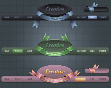 web 元素矢量标头  导航模板集