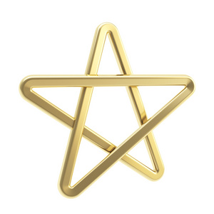 孤立的金色五角五指出星符号