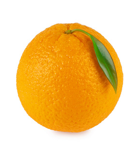 橙色成熟橘子与叶