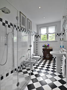 黑色和白色现代浴室