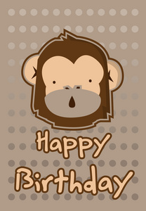 生日贺卡与插图可爱的猴子