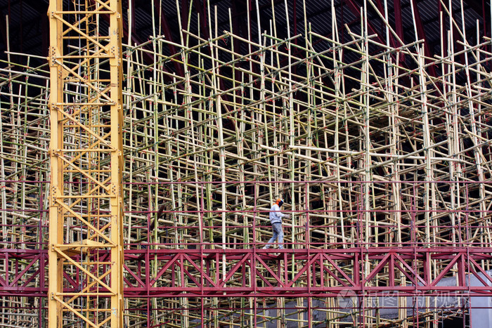 竹脚手架在施工现场