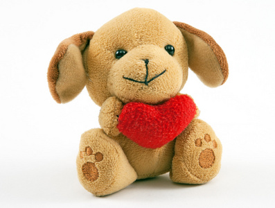 泰迪熊持有一颗红色的心
