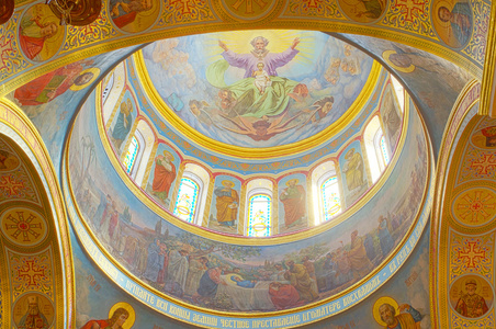 内部的东正教大教堂在傲德萨，乌克兰