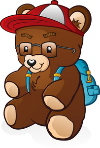 回到学校学生泰迪熊卡通人物照片