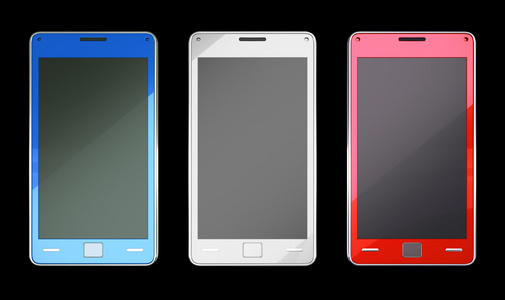智能手机黑色红色蓝色和白色颜色