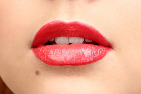 魅力红色光泽的嘴唇美丽组成图片