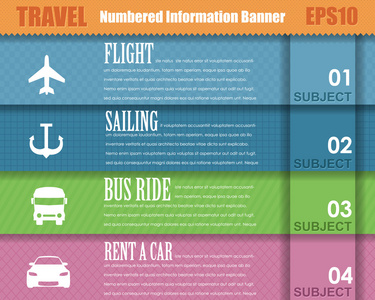 编号的信息旅行模板横幅复古图案矢量设计