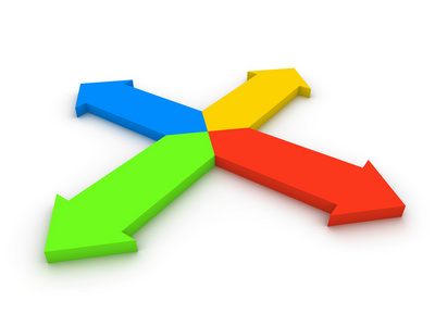 四个箭头指向不同的方向照片