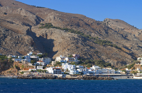 sfakia 端口和村庄在克里特岛的希腊小岛