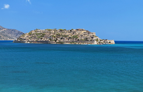 在希腊克里特埃隆达湾 spinalonga 堡垒