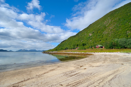 在挪威北部的沙滩