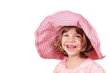 快乐的小女孩与大的帽子
