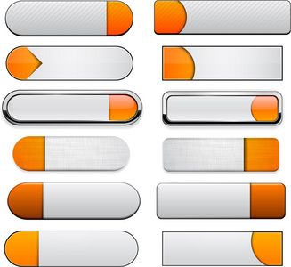 白色和橙色的高详细的现代 web 按钮