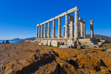 海神波塞冬神庙在开普敦 sounion，希腊雅典附近