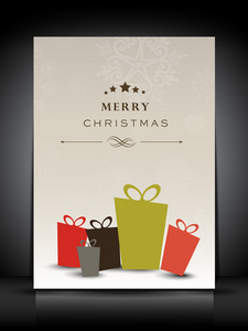快乐圣诞贺卡或礼品卡与装饰前夕球
