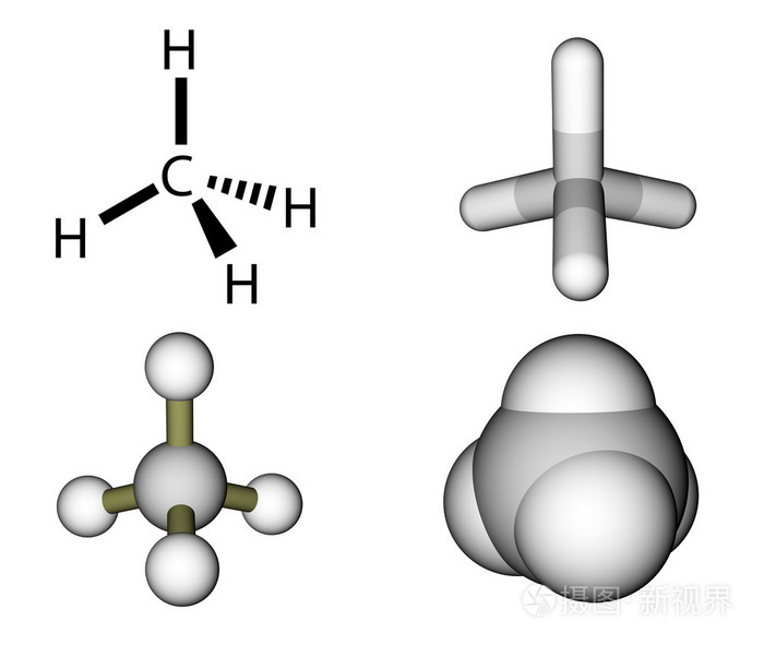 甲烷分子式和wh上孤立的分子模型