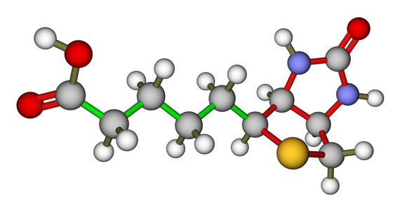 维生素生物素生物素 (维生素 h 或 b7) 分子结构照片