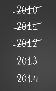 2010 2011 2012 年横渡和新 2013 年年 2014 黑板上