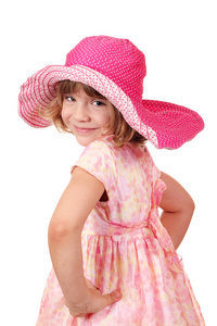 漂亮的小女孩与大的帽子