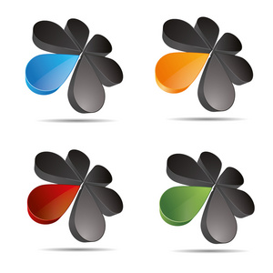 3d 抽象集公司花滴灌太阳轮设置的符号公司设计图标 logo 商标