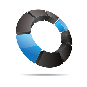 3d 抽象圆环圆角多维数据集蓝蓝的天空水象征公司设计图标 logo 商标