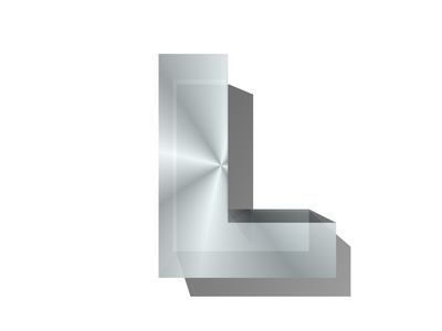 3d 渲染的孤立在白色背景上的金属中的字母