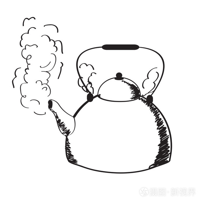 烧开水的水壶和蒸汽插画-正版商用图片1a9xmn-摄图新视界