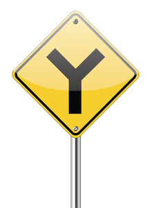 y 叉路口标志照片