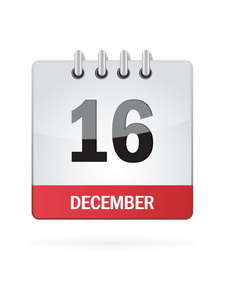 第十六中 12 月日历图标在白色背景上图片